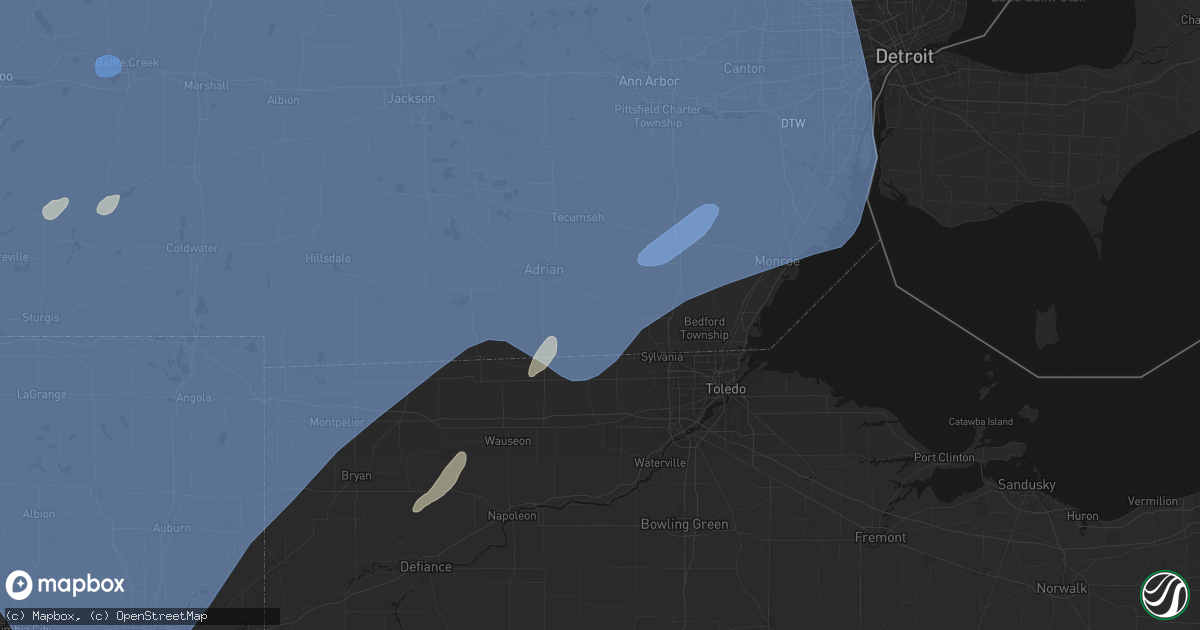 Hail map in Blissfield, MI on May 18, 2026