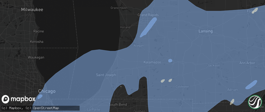 Hail map in Bloomingdale, MI on May 18, 2026