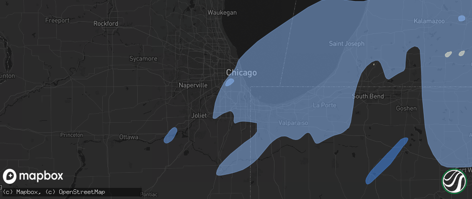 Hail map in Blue Island, IL on May 18, 2026