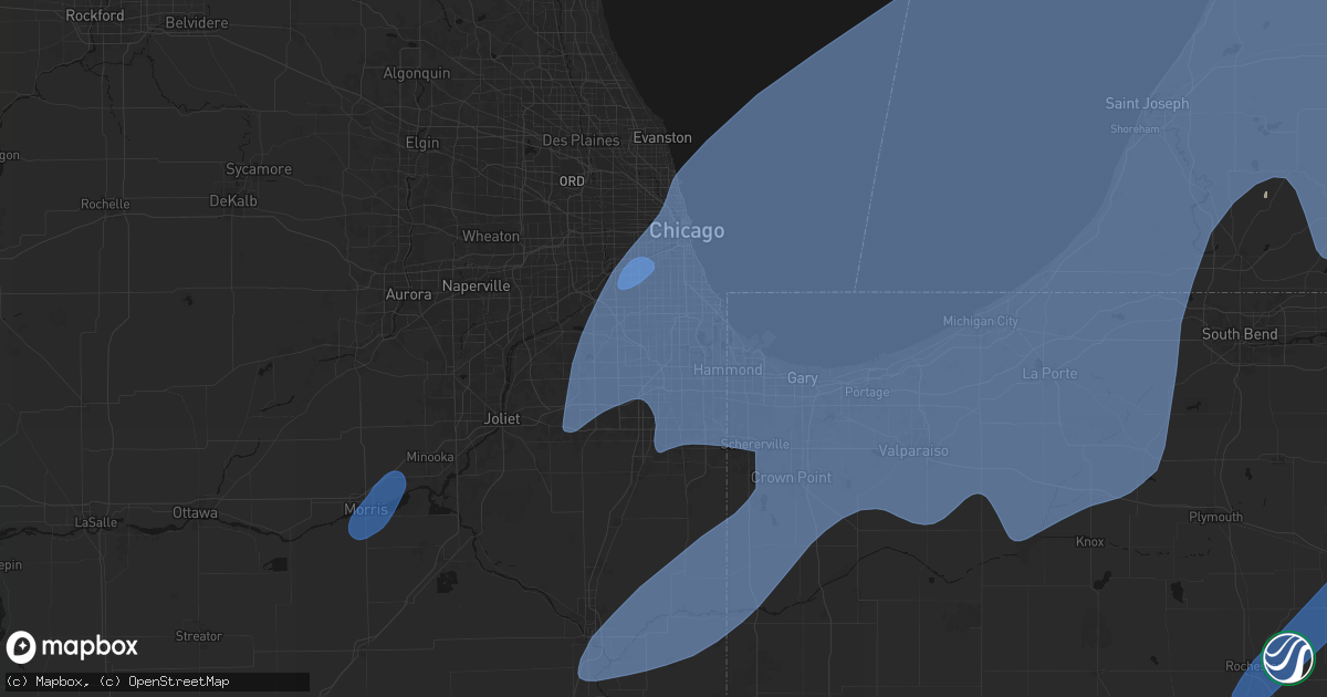 Hail map in Blue Island, IL on May 18, 2026