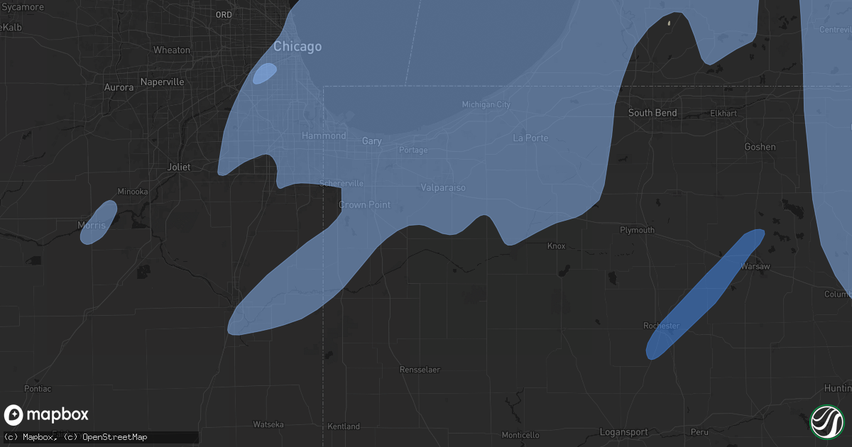 Hail map in Boone Grove, IN on May 18, 2026