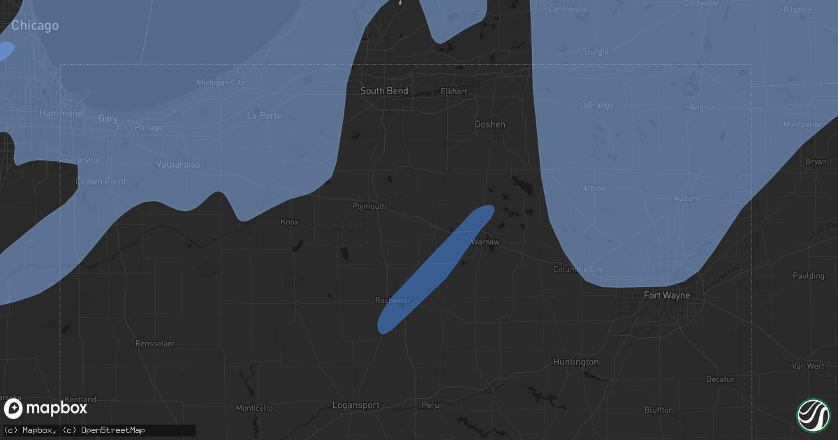 Hail map in Bourbon, IN on May 18, 2026