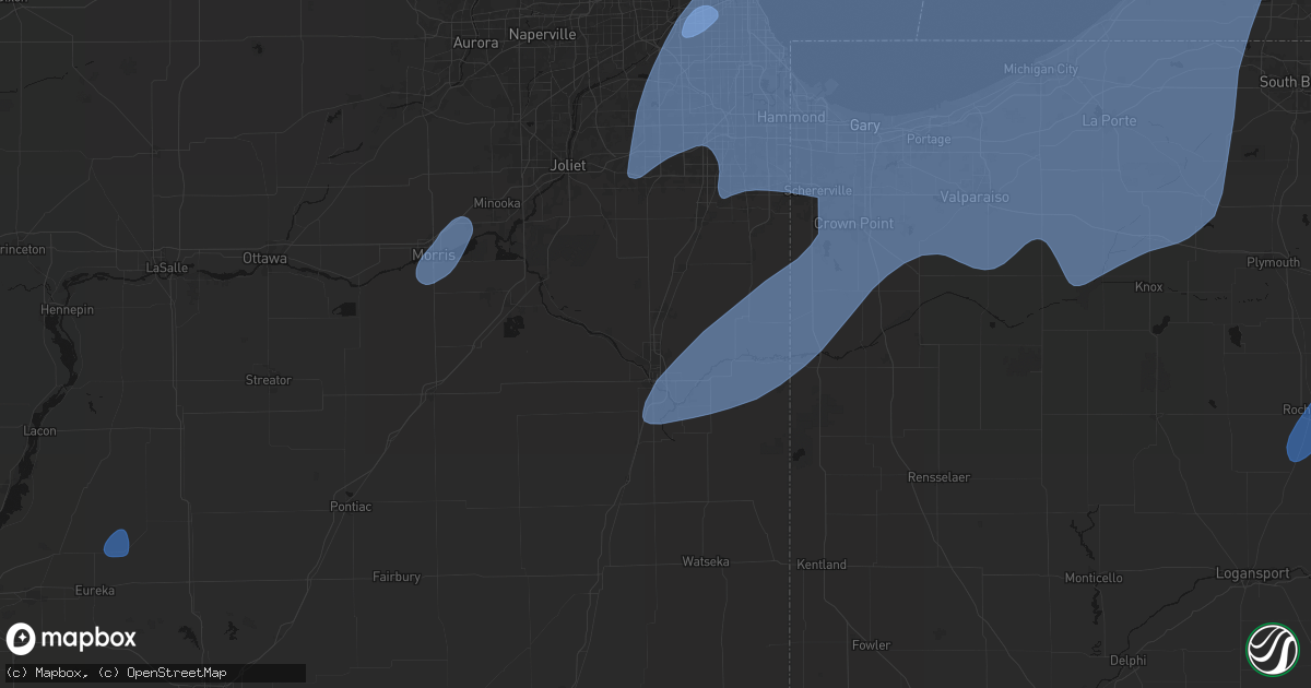 Hail map in Bourbonnais, IL on May 18, 2026