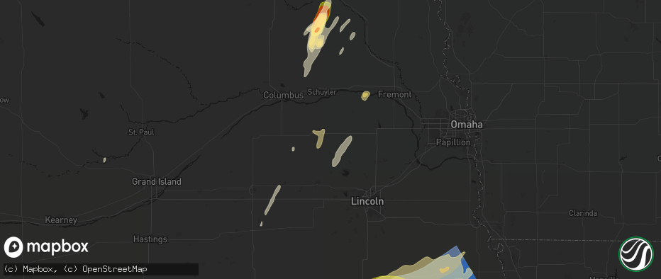 Hail map in Brainard, NE on May 18, 2026