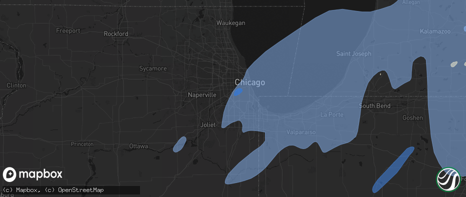 Hail map in Bridgeview, IL on May 18, 2026