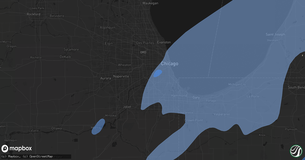 Hail map in Bridgeview, IL on May 18, 2026