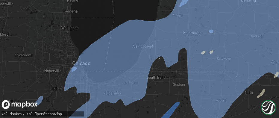 Hail map in Bridgman, MI on May 18, 2026