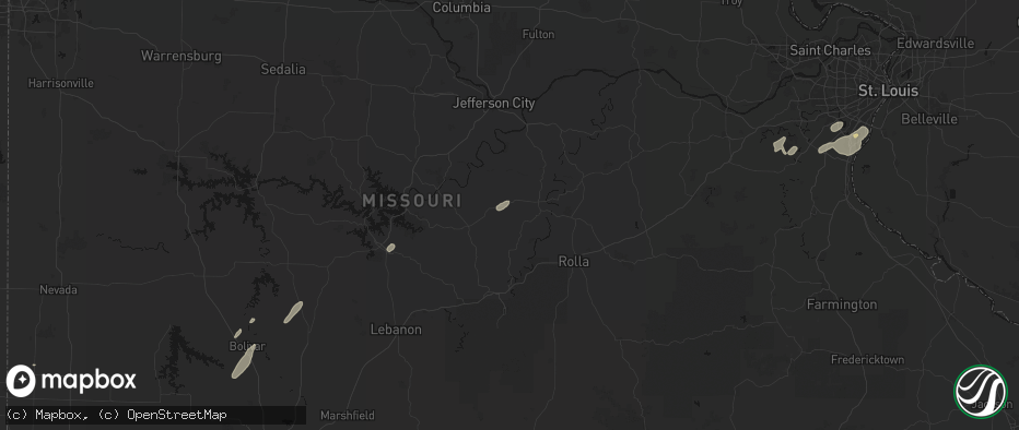 Hail map in Brinktown, MO on May 18, 2026