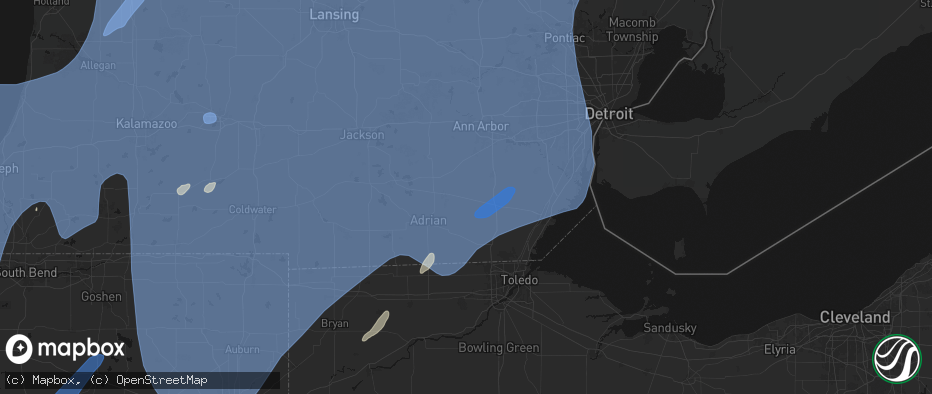 Hail map in Britton, MI on May 18, 2026