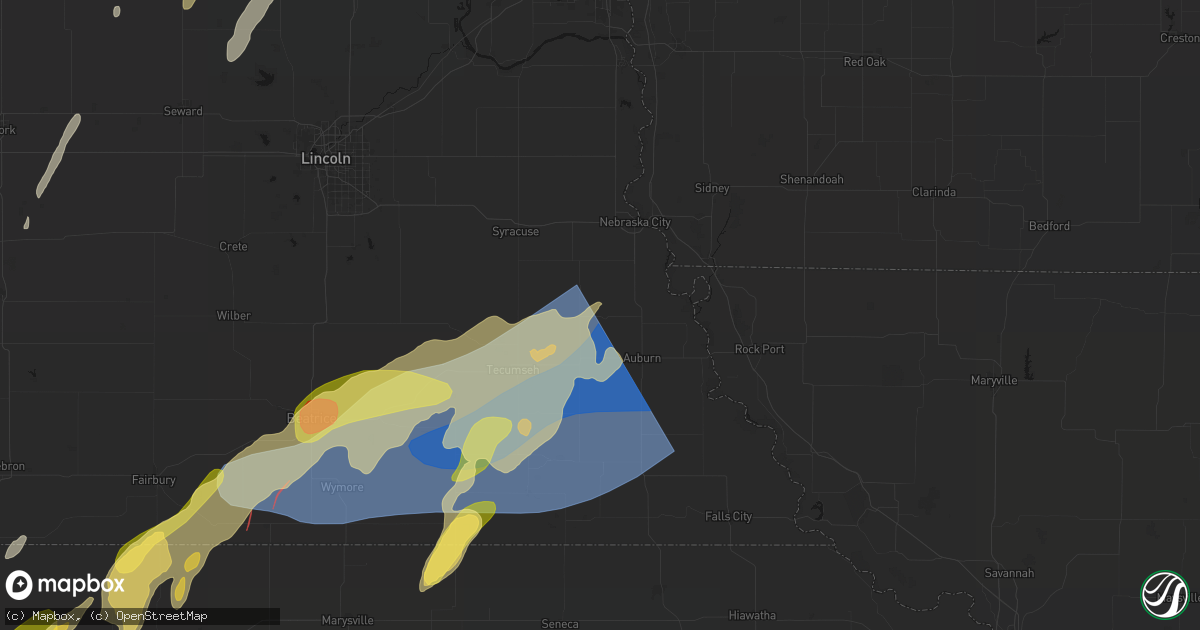 Hail map in Brock, NE on May 18, 2026