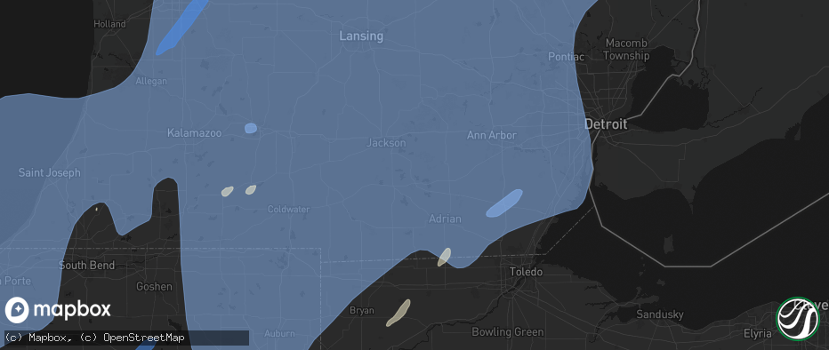 Hail map in Brooklyn, MI on May 18, 2026