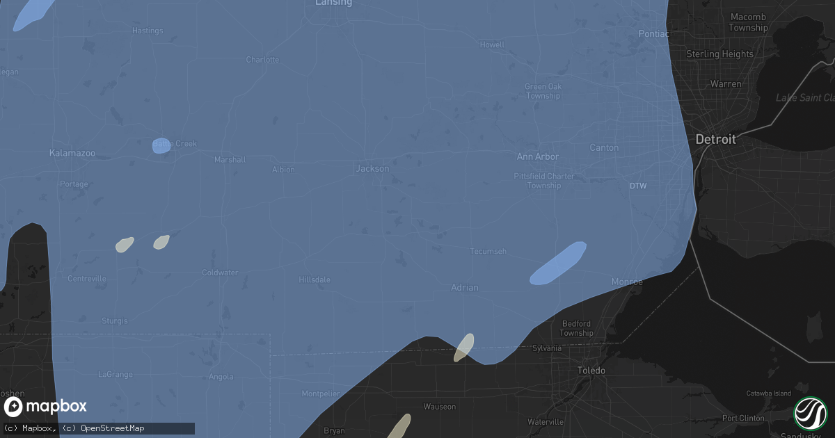 Hail map in Brooklyn, MI on May 18, 2026