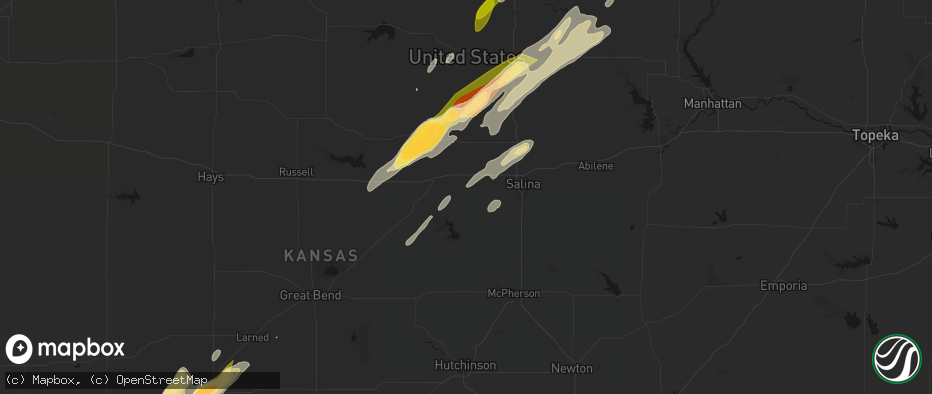 Hail map in Brookville, KS on May 18, 2026