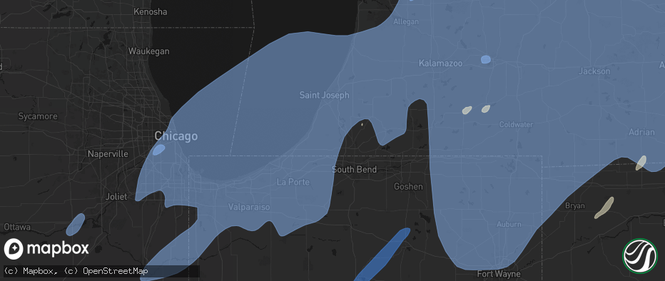 Hail map in Buchanan, MI on May 18, 2026