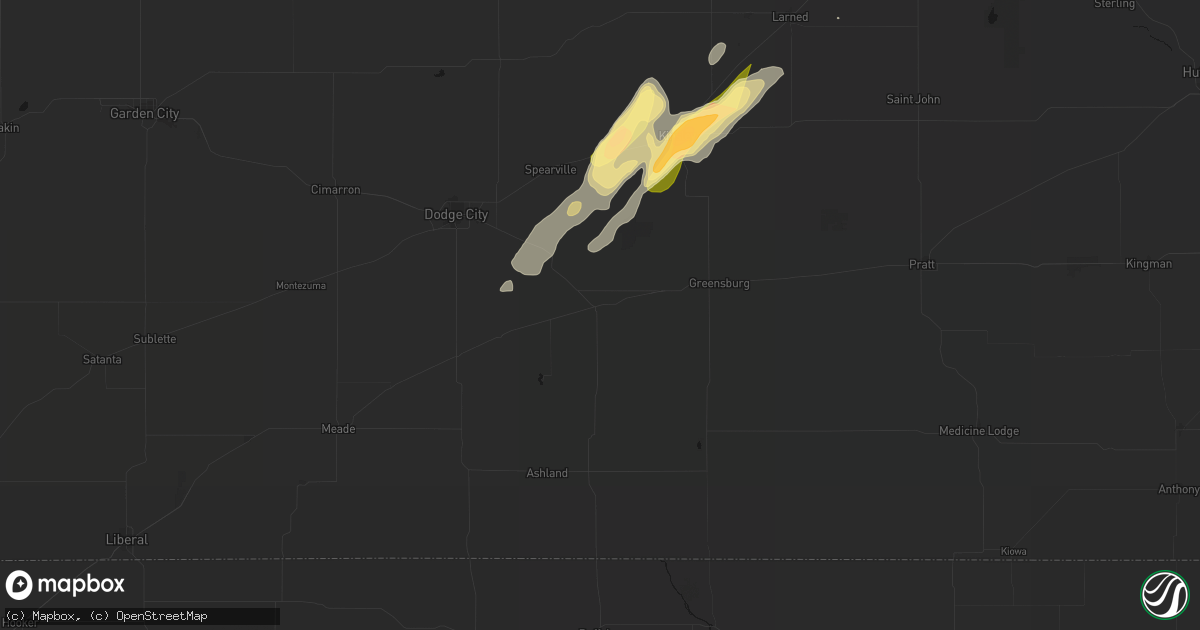 Hail map in Bucklin, KS on May 18, 2026