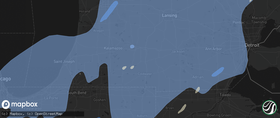 Hail map in Burlington, MI on May 18, 2026