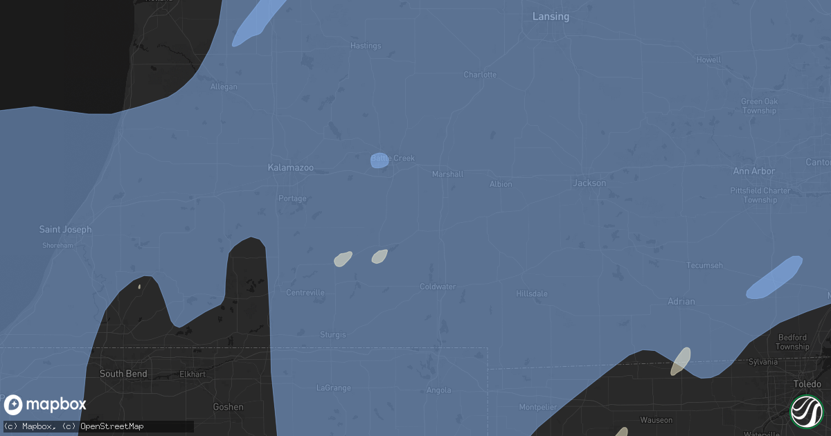 Hail map in Burlington, MI on May 18, 2026