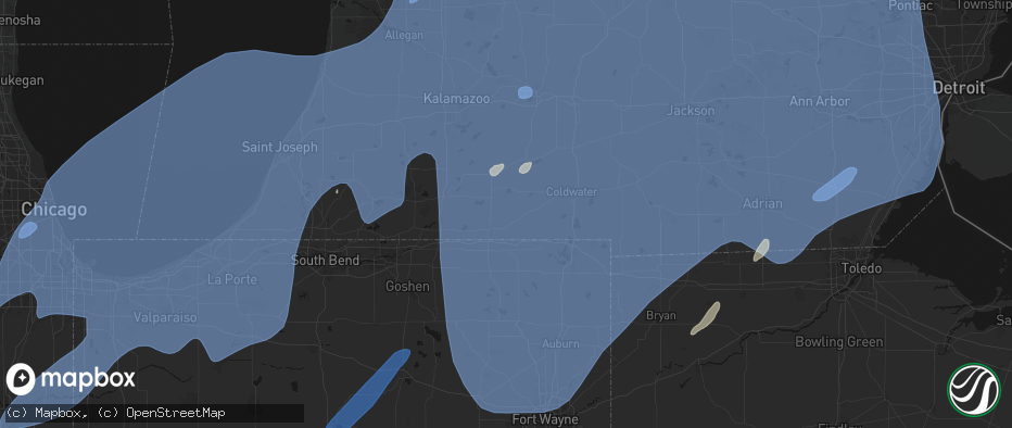 Hail map in Burr Oak, MI on May 18, 2026