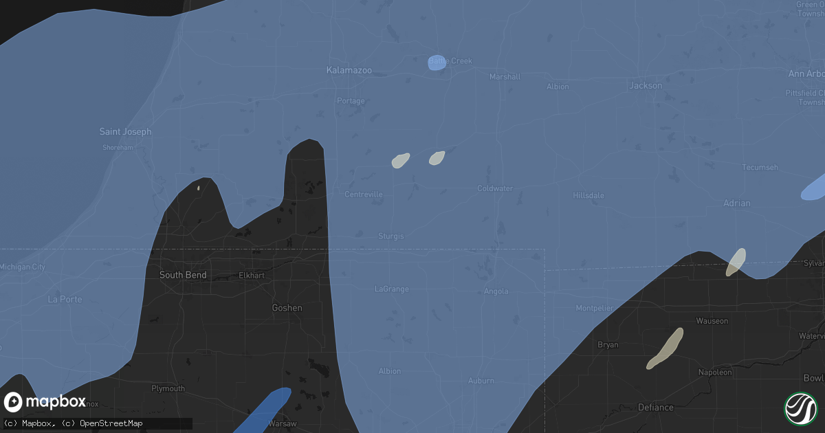 Hail map in Burr Oak, MI on May 18, 2026