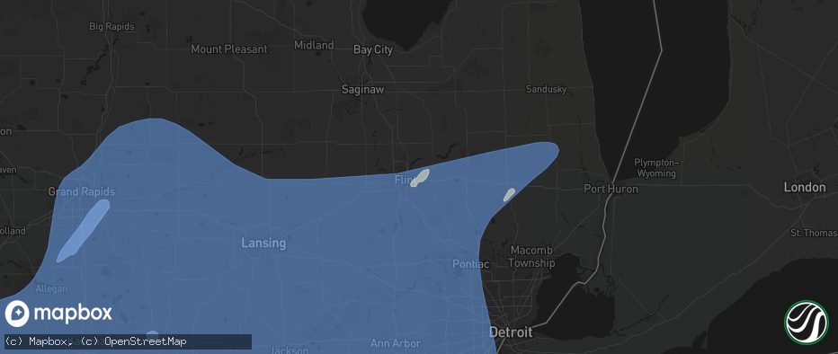 Hail map in Burton, MI on May 18, 2026