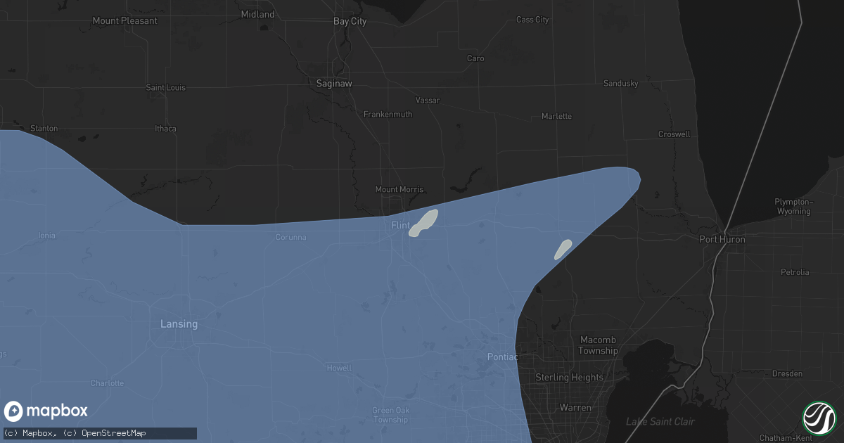 Hail map in Burton, MI on May 18, 2026
