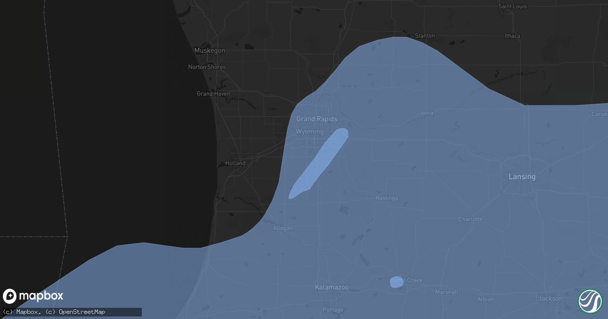 Hail map in Byron Center, MI on May 18, 2026