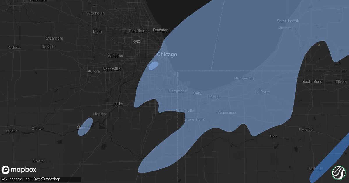 Hail map in Calumet City, IL on May 18, 2026