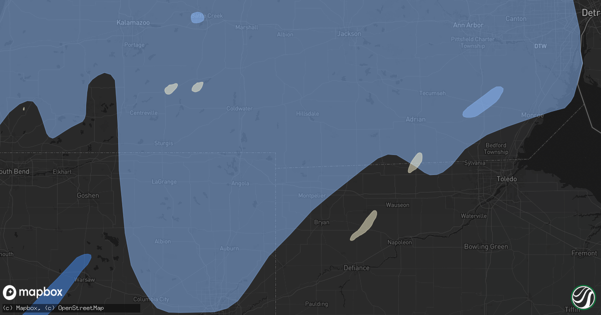 Hail map in Camden, MI on May 18, 2026
