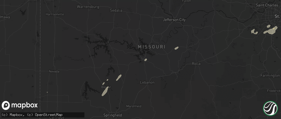 Hail map in Camdenton, MO on May 18, 2026