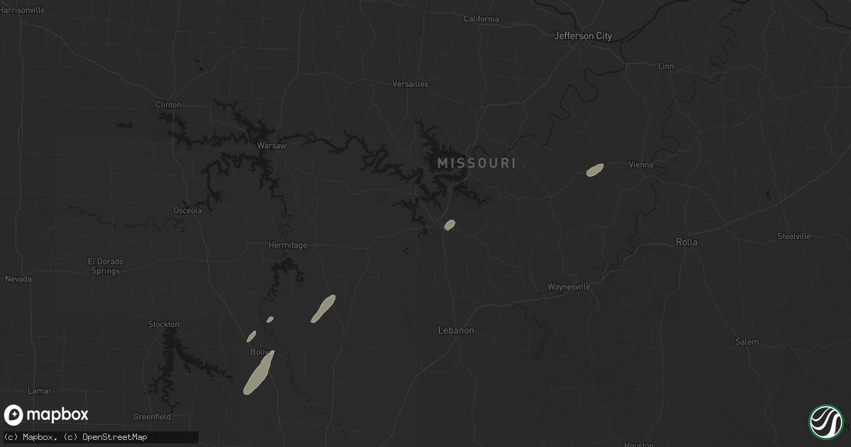 Hail map in Camdenton, MO on May 18, 2026