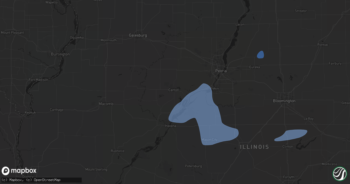 Hail map in Canton, IL on May 18, 2026