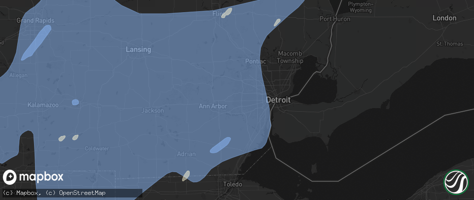Hail map in Canton, MI on May 18, 2026
