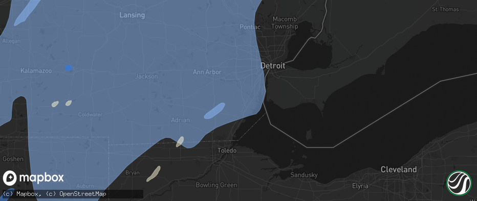 Hail map in Carleton, MI on May 18, 2026
