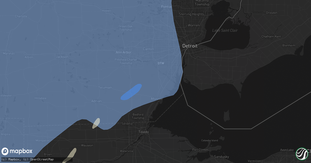 Hail map in Carleton, MI on May 18, 2026