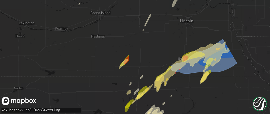 Hail map in Carleton, NE on May 18, 2026