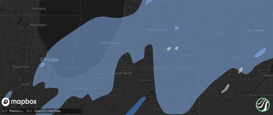 Hail map in Cassopolis, MI on May 18, 2026
