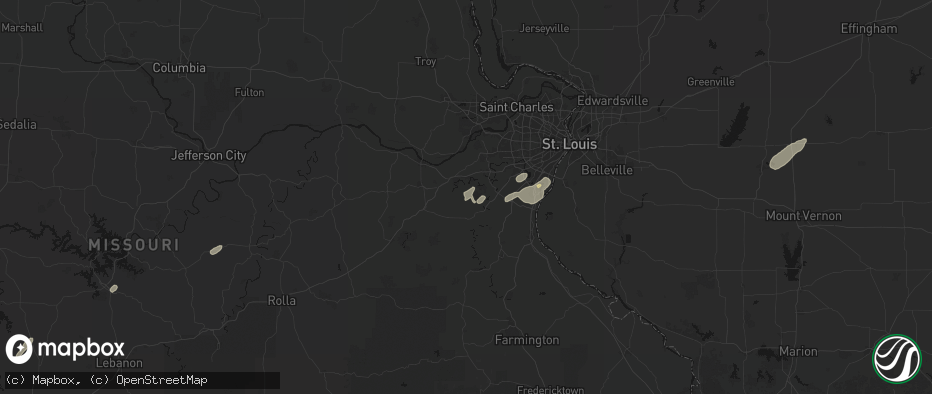 Hail map in Catawissa, MO on May 18, 2026