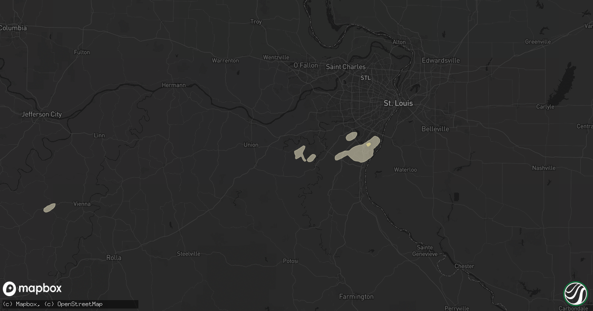 Hail map in Catawissa, MO on May 18, 2026