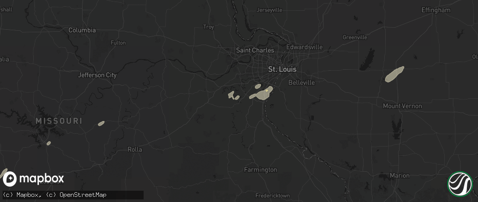 Hail map in Cedar Hill, MO on May 18, 2026