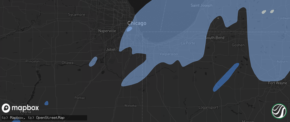 Hail map in Cedar Lake, IN on May 18, 2026