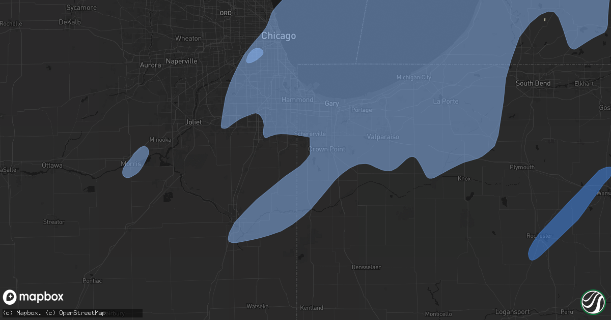 Hail map in Cedar Lake, IN on May 18, 2026