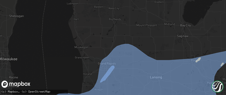 Hail map in Cedar Springs, MI on May 18, 2026