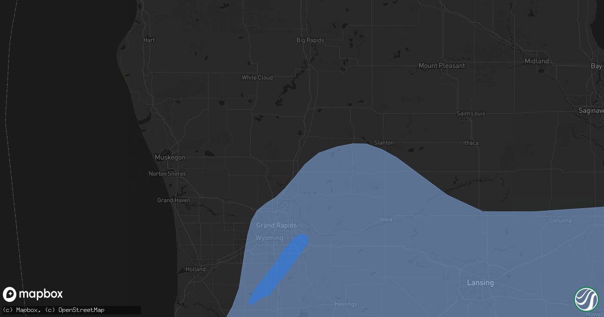 Hail map in Cedar Springs, MI on May 18, 2026