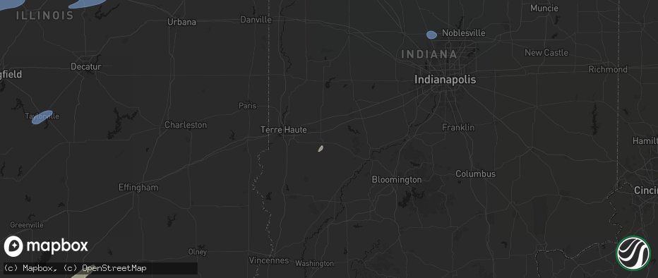 Hail map in Centerpoint, IN on May 18, 2026