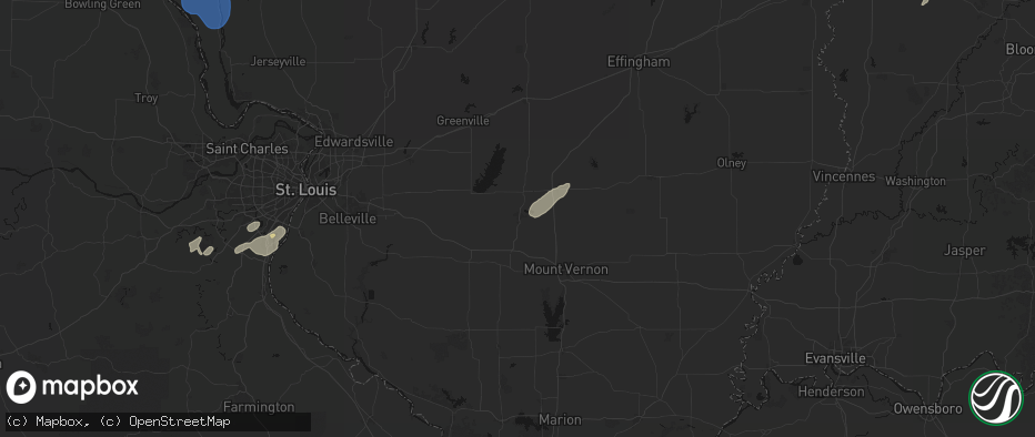 Hail map in Centralia, IL on May 18, 2026