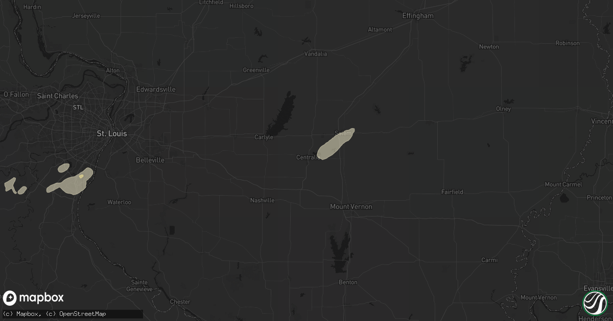 Hail map in Centralia, IL on May 18, 2026