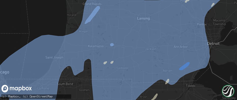 Hail map in Ceresco, MI on May 18, 2026