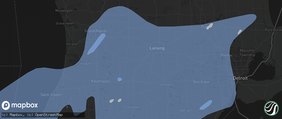 Hail map in Charlotte, MI on May 18, 2026