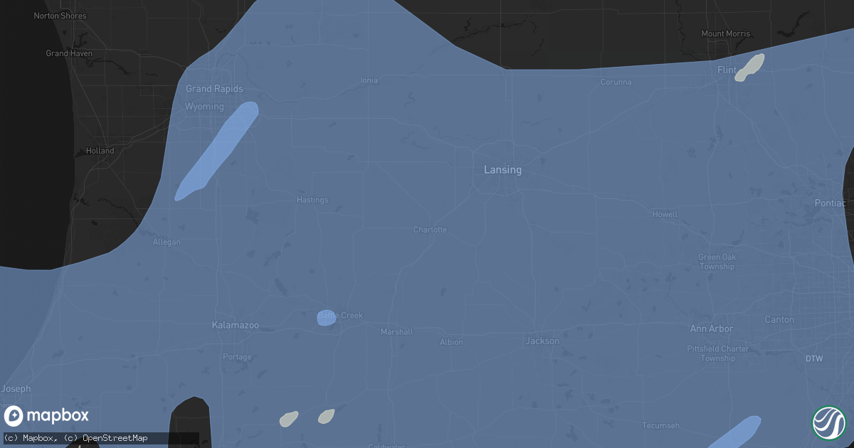Hail map in Charlotte, MI on May 18, 2026