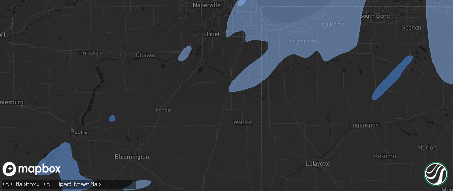 Hail map in Chebanse, IL on May 18, 2026